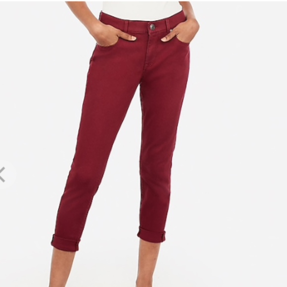 Express Mid Rise Burgundy Cropped  Leggings - Picture 1 of 5
